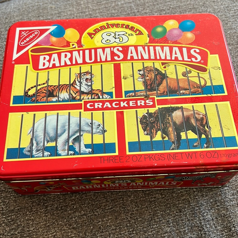 1987 Barnums Animal Cracker Tin 85th anniversary